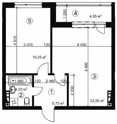 1-комнатная 51.22 м² в ЖК Сырецкий парк 2 от 35 200 грн/м², Киев