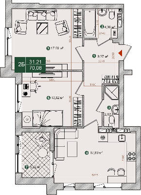 2-кімнатна 70.08 м² в ЖК Forest Park від 26 000 грн/м², Київ