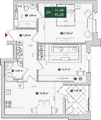 2-кімнатна 65.28 м² в ЖК Forest Park від 22 000 грн/м², Київ