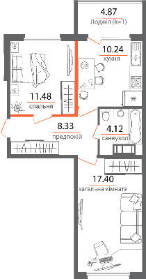 2-комнатная 56.44 м² в ЖК Welcome Home на Стеценко от 31 000 грн/м², Киев