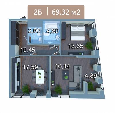 2-кімнатна 70.01 м² в ЖК Вежа на Ломоносова від 45 650 грн/м², Київ