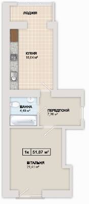 1-кімнатна 51.9 м² в ЖК Містечко Козацьке від 12 300 грн/м², Івано-Франківськ