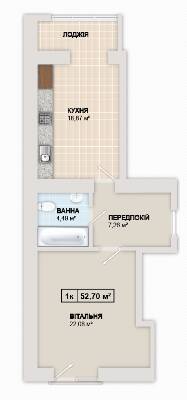 1-кімнатна 52.7 м² в ЖК Містечко Козацьке від 12 300 грн/м², Івано-Франківськ