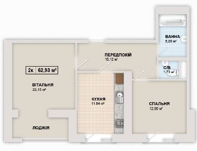 2-кімнатна 62.93 м² в ЖК Містечко Козацьке від 12 300 грн/м², Івано-Франківськ