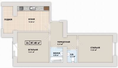 2-кімнатна 67.5 м² в ЖК Містечко Козацьке від 12 300 грн/м², Івано-Франківськ