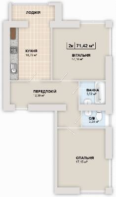 2-кімнатна 71 м² в ЖК Містечко Козацьке від 12 300 грн/м², Івано-Франківськ