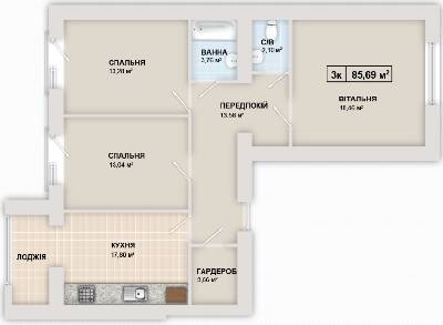 3-кімнатна 85.7 м² в ЖК Містечко Козацьке від 12 300 грн/м², Івано-Франківськ