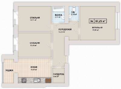 3-кімнатна 87.3 м² в ЖК Містечко Козацьке від 12 300 грн/м², Івано-Франківськ