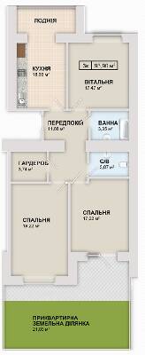 3-кімнатна 93.9 м² в ЖК Містечко Козацьке від 12 300 грн/м², Івано-Франківськ