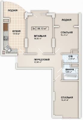 Трикімнатні в ЖК LYSTOPAD
