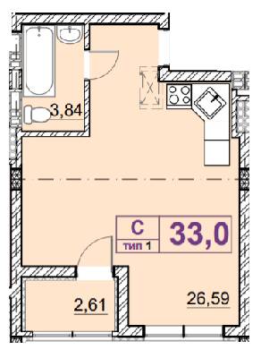 1-кімнатна 33 м² в ЖК Ідея від 19 000 грн/м², с. Гнідин