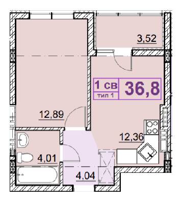 1-кімнатна 36.8 м² в ЖК Ідея від 19 000 грн/м², с. Гнідин