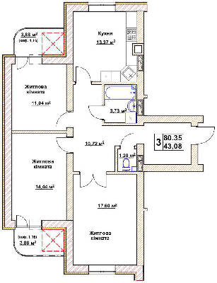 3-кімнатна 80.35 м² в ЖК Гранд Парк від 25 000 грн/м², м. Бровари
