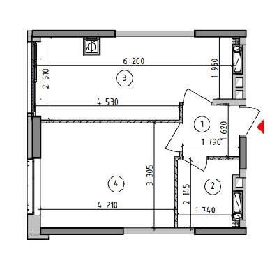 1-комнатная 35.76 м² в ЖК Оптимісто от 19 500 грн/м², с. Гатное