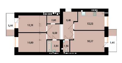 3-комнатная 83.15 м² в ЖК Dream Town от застройщика, Ивано-Франковск