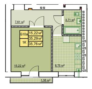 1-кімнатна 35.76 м² в ЖК Millennium від 12 100 грн/м², Івано-Франківськ