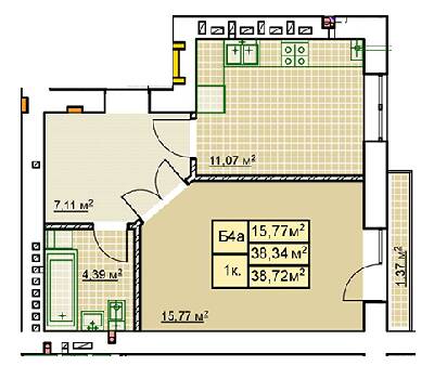 1-кімнатна 38.72 м² в ЖК Millennium від 12 100 грн/м², Івано-Франківськ