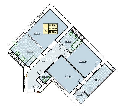 3-комнатная 89.06 м² в ЖК Millennium от 13 700 грн/м², Ивано-Франковск