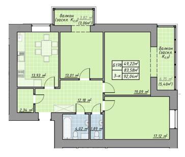 3-комнатная 92.04 м² в ЖК Millennium от 11 900 грн/м², Ивано-Франковск
