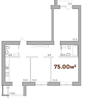 3-кімнатна 75 м² в ЖК Опришівська Слобода від 10 550 грн/м², Івано-Франківськ