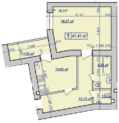 1-кімнатна 47.43 м² в ЖК Парковий маєток від 9 600 грн/м², Івано-Франківськ