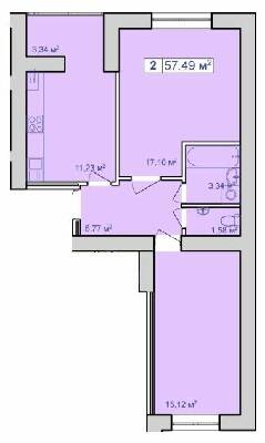2-кімнатна 57.49 м² в ЖК Парковий маєток від 9 600 грн/м², Івано-Франківськ