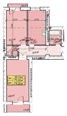 2-кімнатна 74.28 м² в ЖК Паркове містечко від 14 000 грн/м², Івано-Франківськ