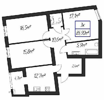 3-кімнатна 85.9 м² в ЖК Паркове містечко від 15 100 грн/м², Івано-Франківськ