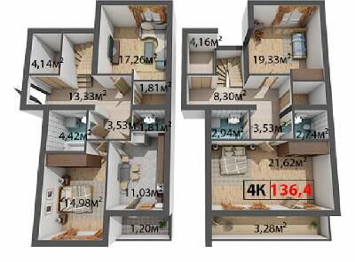 Двухуровневая 136.4 м² в ЖК Стожары от 13 600 грн/м², Ивано-Франковск