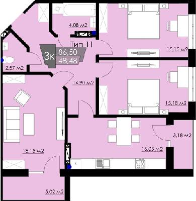 3-кімнатна 86.5 м² в ЖК Resident Hall від 18 750 грн/м², Львів