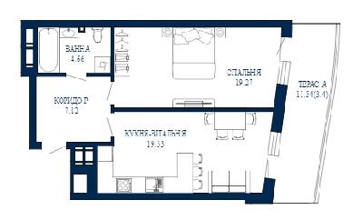 1-комнатная 53.78 м² в ЖК Viking Park от 27 650 грн/м², Львов