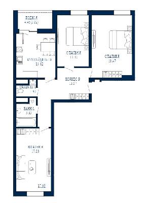3-комнатная 84.73 м² в ЖК Viking Park от 28 850 грн/м², Львов