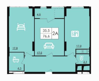 2-кімнатна 76.6 м² в ЖК Лісопарковий від 21 200 грн/м², Вінниця