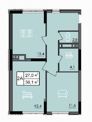 2-кімнатна 56.1 м² в ЖК Лісопарковий від 21 900 грн/м², Вінниця