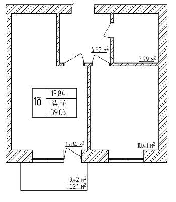 1-комнатная 39.03 м² в ЖК Мичурина от 14 000 грн/м², с. Агрономичное