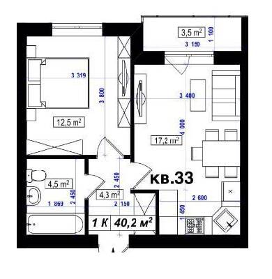 1-комнатная 40.2 м² в ЖК Амстердам от 16 350 грн/м², с. Белогородка