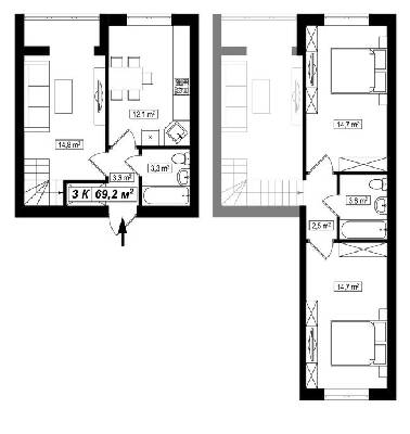 Двухуровневая 69.2 м² в ЖК Амстердам от 12 600 грн/м², с. Белогородка