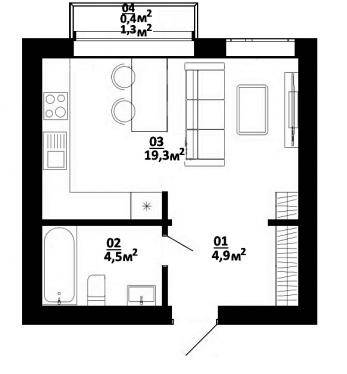 1-кімнатна 29.1 м² в ЖК Білий Шоколад.Center від 17 300 грн/м², с. Білогородка