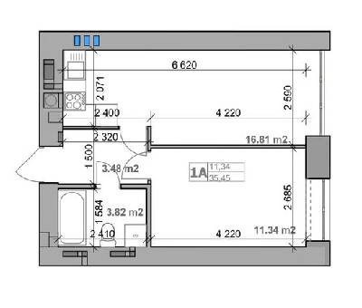 1-комнатная 35.45 м² в ЖК Родной от 29 750 грн/м², с. Гатное
