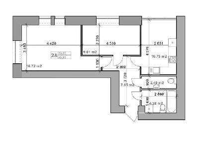 2-комнатная 50.91 м² в ЖК Родной от 28 000 грн/м², с. Гатное