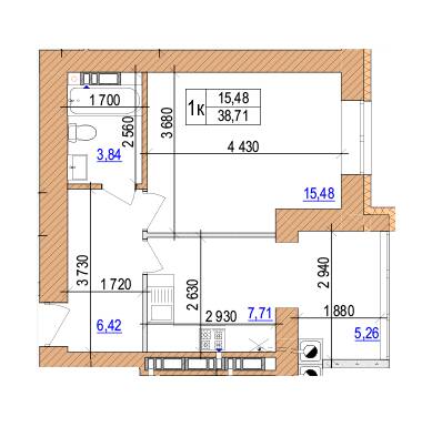 1-кімнатна 38.71 м² в ЖК AGAM від 30 000 грн/м², с. Крюківщина