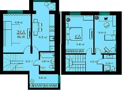 Дворівнева 85.45 м² в ЖК Молодіжне містечко від 12 500 грн/м², с. Крюківщина