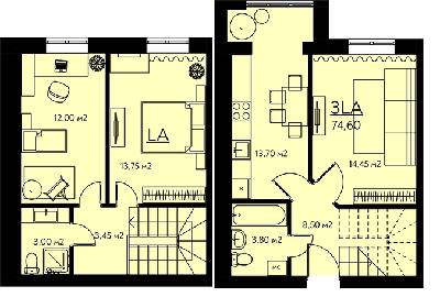 Дворівнева 74.6 м² в ЖК Молодіжне містечко від 14 500 грн/м², с. Крюківщина