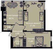 2-кімнатна 81.04 м² в ЖК Кокос Авеню від 16 000 грн/м², м. Южне