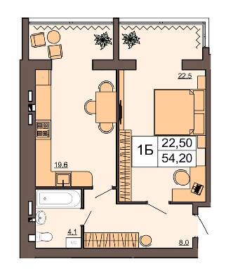 1-кімнатна 54.2 м² в ЖК Шоколад від 15 100 грн/м², Рівне