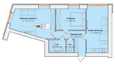 2-комнатная 60.17 м² в ЖК Life от 18 000 грн/м², пгт Гостомель