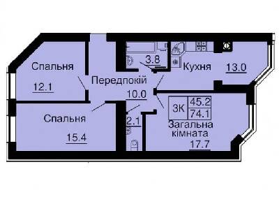 3-комнатная 74.1 м² в ЖК София Сити от 32 000 грн/м², с. Софиевская Борщаговка