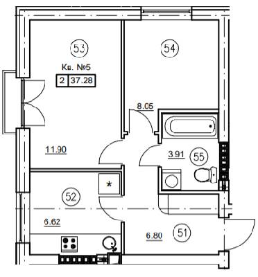 2-кімнатна 37.28 м² в ЖК Затишний (вул. Січова, 31) від 24 650 грн/м², с. Софіївська Борщагівка