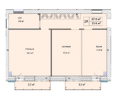 2-кімнатна 67.6 м² в ЖК Дмитро-Олександрівський від 15 600 грн/м², с. Ходосівка