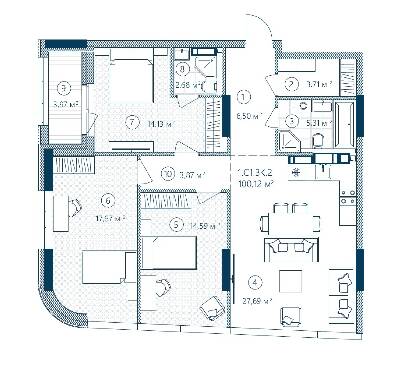 3-комнатная 100.12 м² в ЖК Rusaniv Residence от 36 264 грн/м², Киев